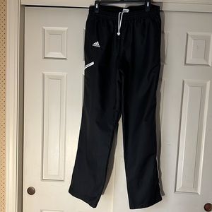 Mens Adidas black athletic pants with ankle zips, EUC, size large